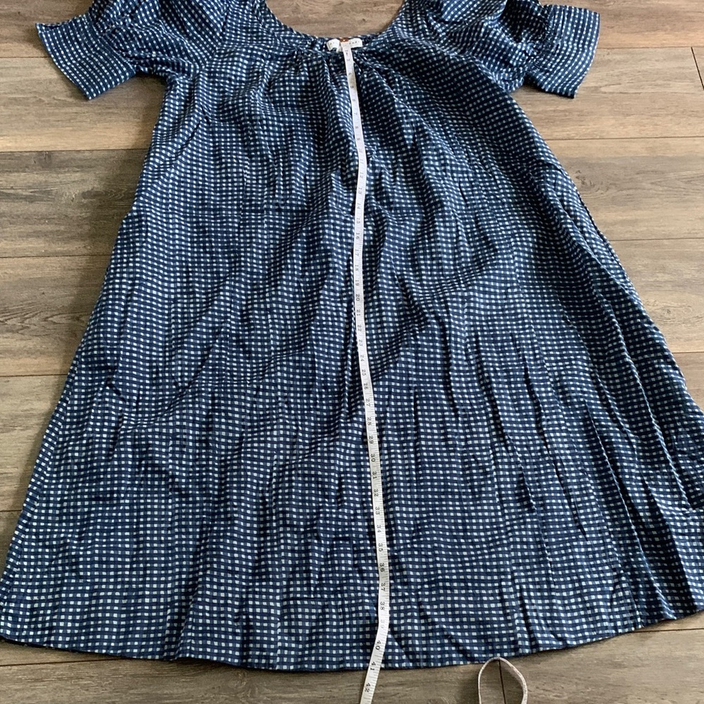 Apiece Apart Navy Checkered Long Sleeve Dress - Picture 4 of 8